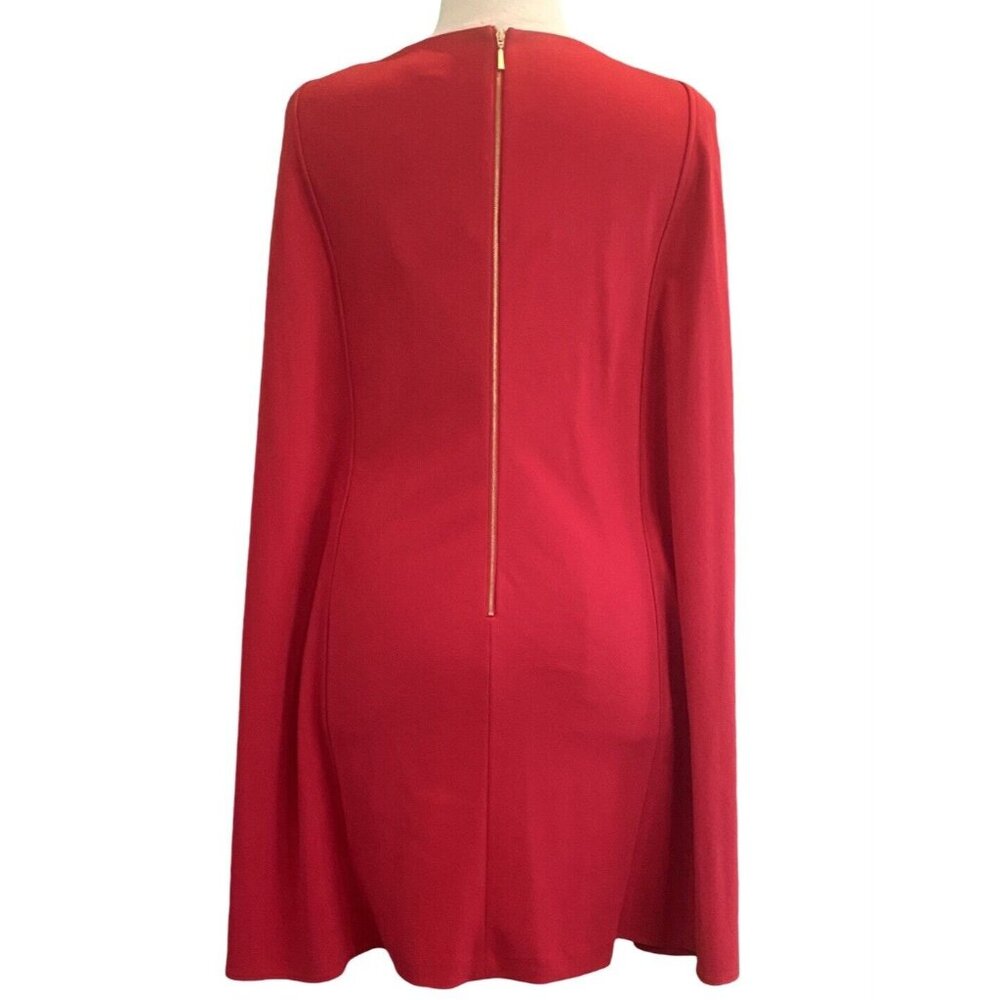 Calvin Klein Sleeveless Crew Neck Attached Cape Carmine Red Knit Dress Size 22W - Picture 4 of 7